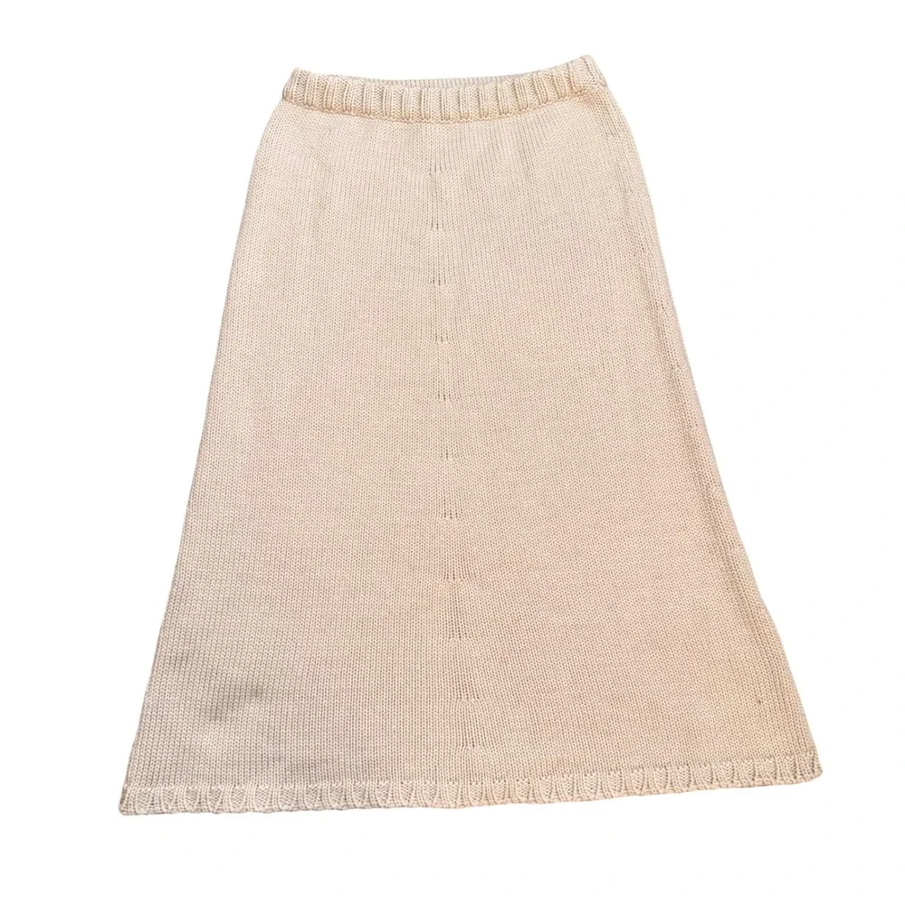 Peresteso Knit Skirt Women Small Beige 100% Virgin Wool Italy A-Line Good